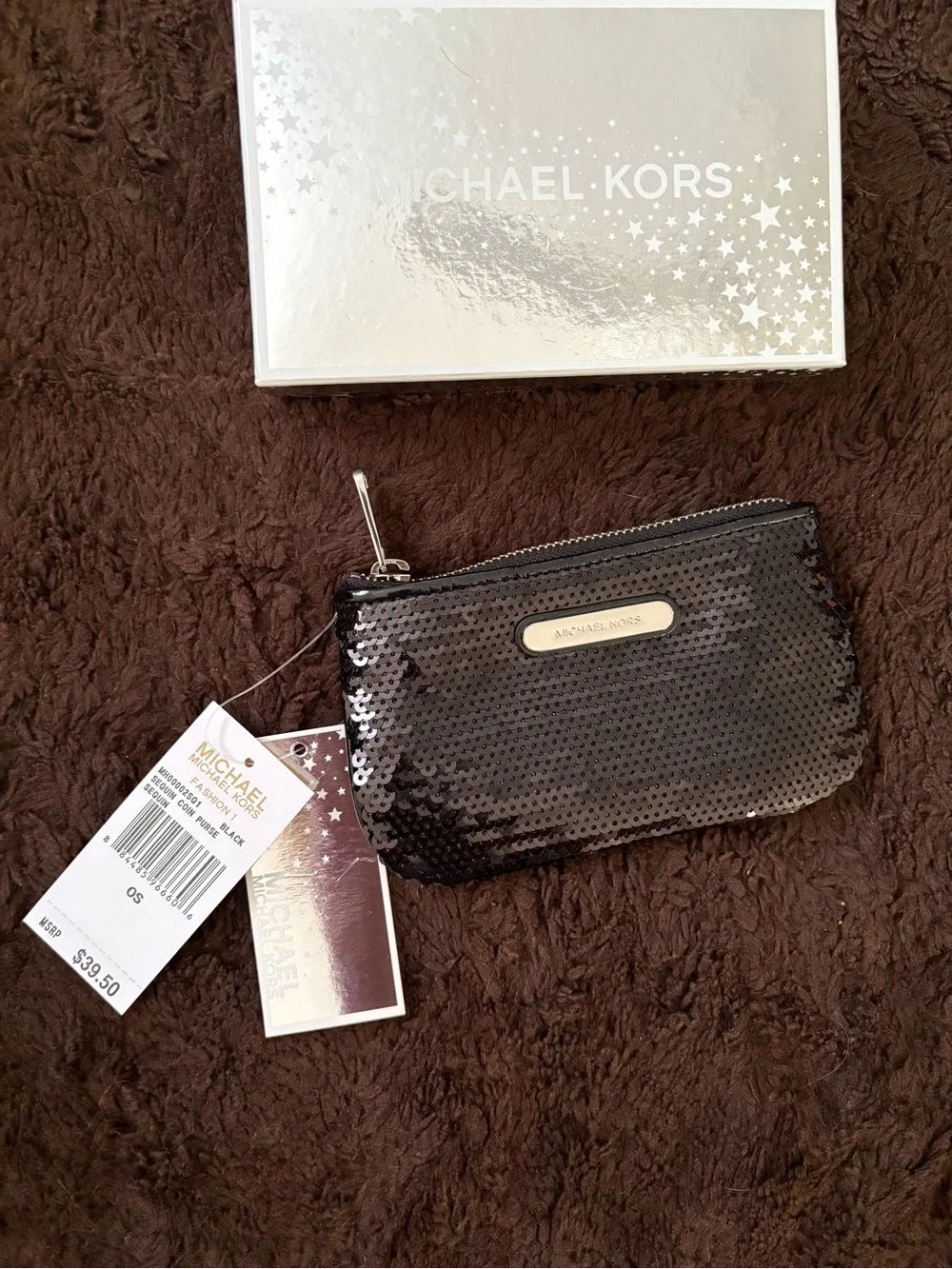 Michael Kors Black Sequin Cosmetic Pouch